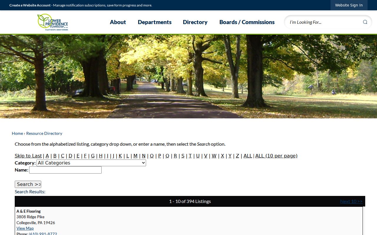 Lower Providence Township neighbors public resource directory listings