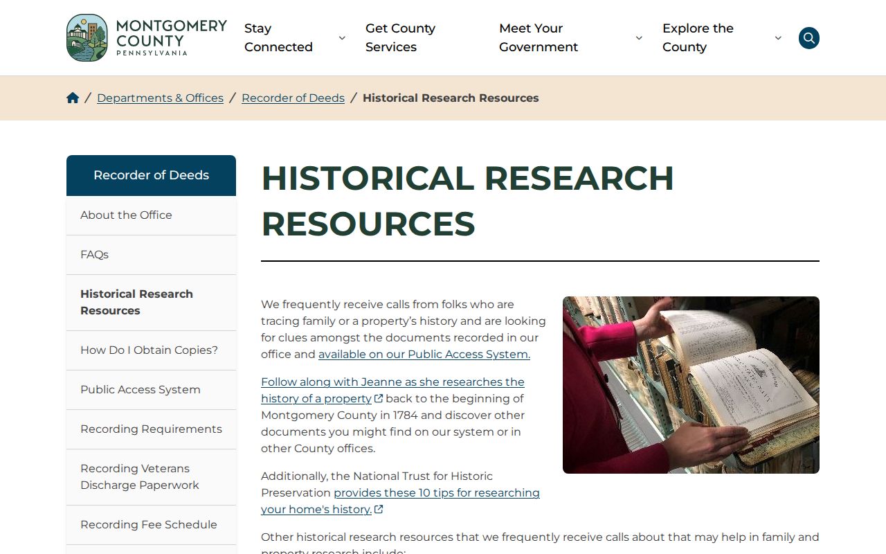 Lower Providence Township previous residents Recorder historical research resources page