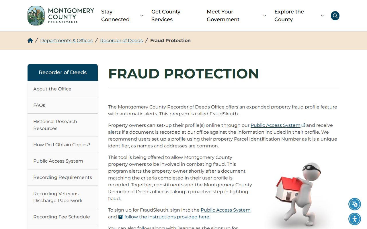 Lower Providence Township previous residents Recorder Fraud Protection information page