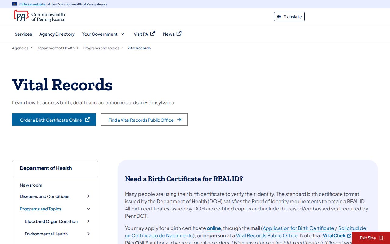 Lower Providence Township resident lookup through Pennsylvania vital records